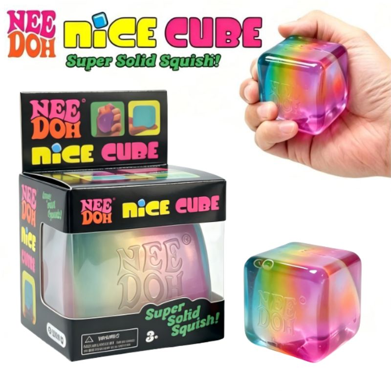 Fidget Cube Original - Schylling NeeDoh Regenbogen-Würfel Quetschbares Blind-Box-Spielzeug Würfel