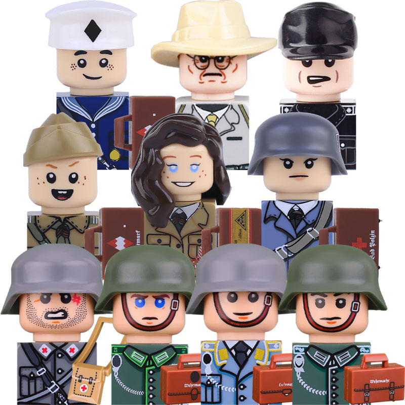 Lego Minifigure Holder - Militär-Soldaten-Figuren Bausteine Deutsche Gebirgsinfanterie Marine Luftwaffe